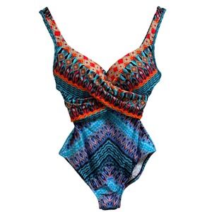 Miraclesuit Escape One Piece in Casbah Swimsuit Criss Cross Multicolor Size 12